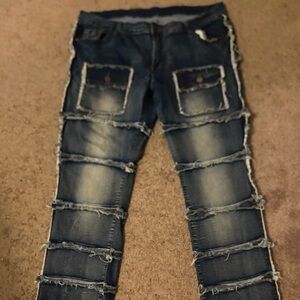 Men's Distressed Blue Jeans